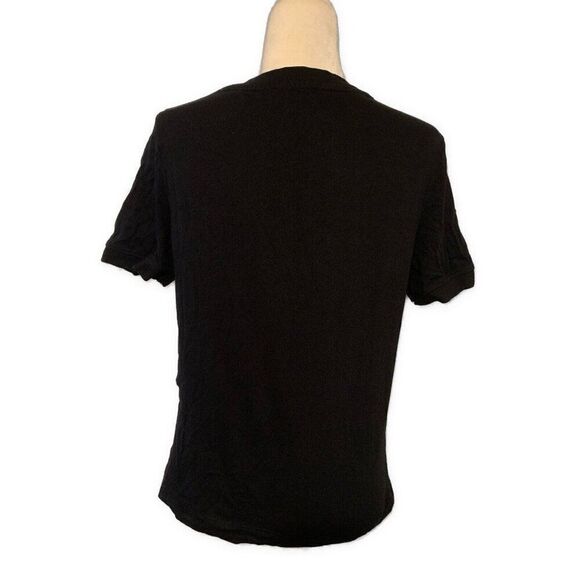 Zara Womens Solid Black Crew Neck Short Sleeve T Shirt Top Large - Picture 2 of 3